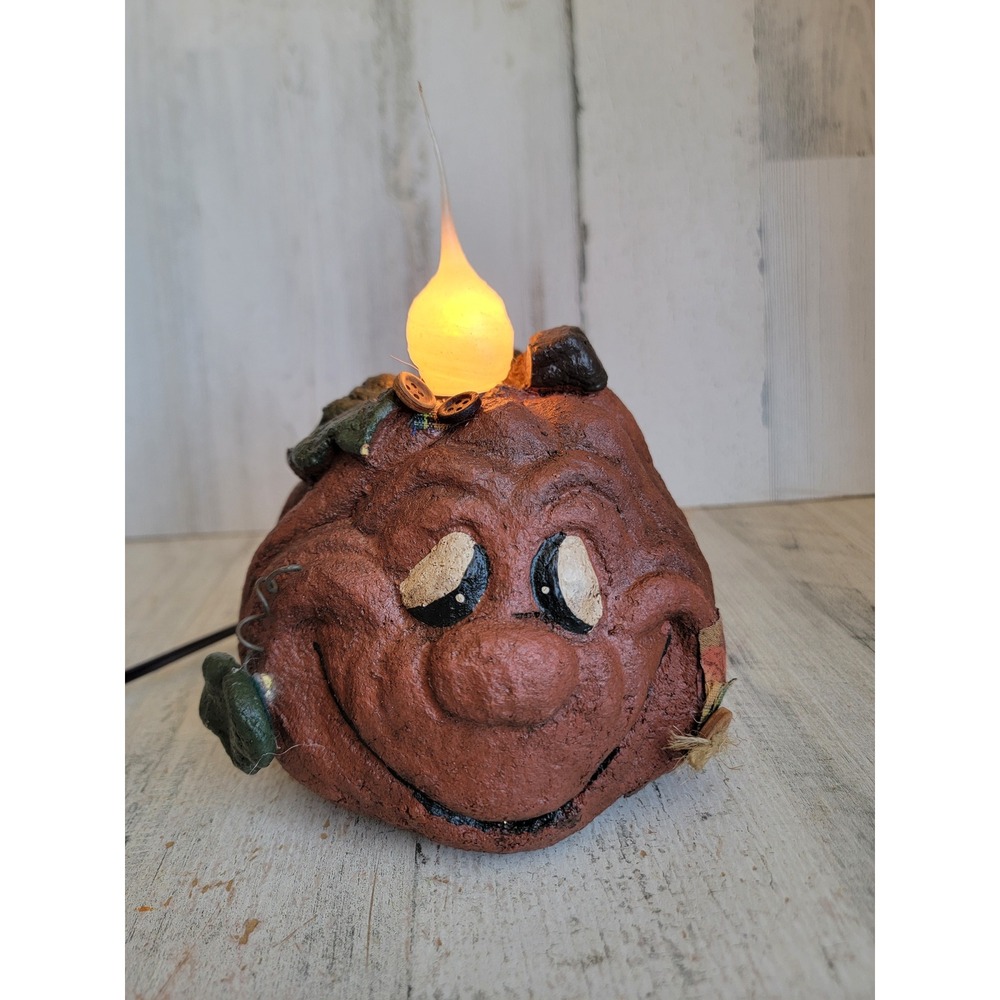 Primitive art pumpkin light up Halloween Jack O'Lantern home decor